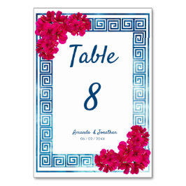 Numeração De Mesa Elegância Grecian de Aquarela + Flores Rosa