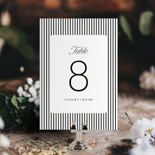 Numeração De Mesa Elegância Listrada Preto e Branco Casamento Clássi