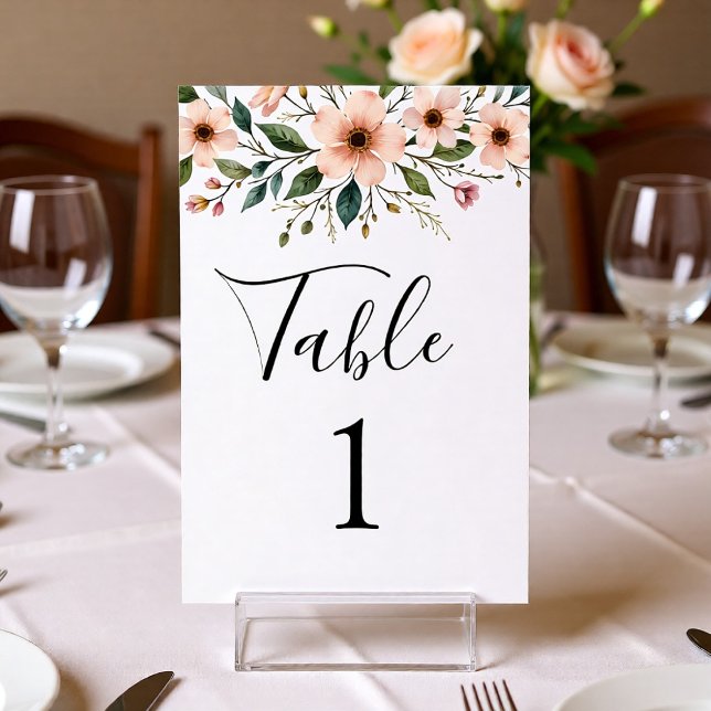 Numeração De Mesa Elegant Anemone Wildflower Wedding Table Number  (Criador carregado)