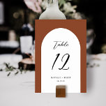 Numeração De Mesa Elegant Arch Wedding | Terracotta Table Number<br><div class="desc">These stylish,  simple wedding table number cards feature an arch shape in white over a custom color background (shown in terracotta orange). They coordinate perfectly with our Elegant Rustic Florals Terracotta  products. Easy to personalize for your wedding or other special occasion.</div>