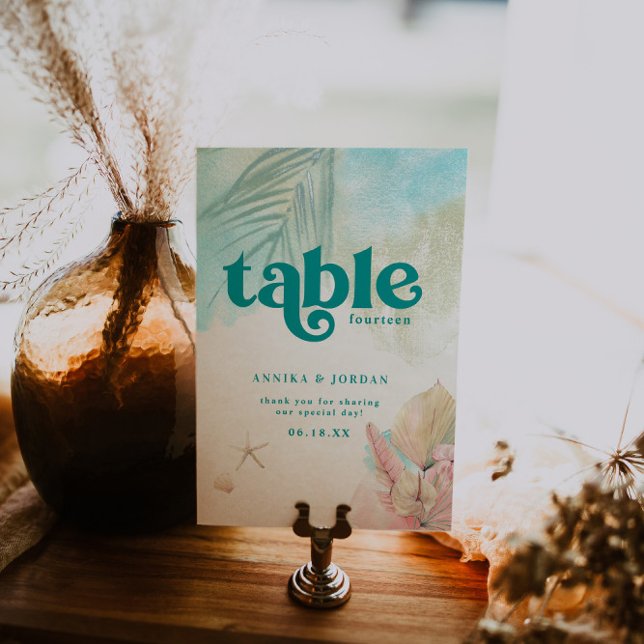 Numeração De Mesa Elegant Beach | Casamento Personalizado de Dunas C (Criador carregado)