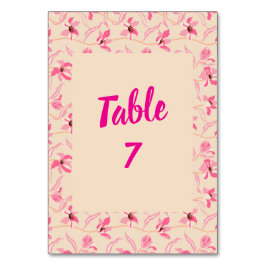 Numeração De Mesa Elegant Beige & Blush Pink Floral Wedding