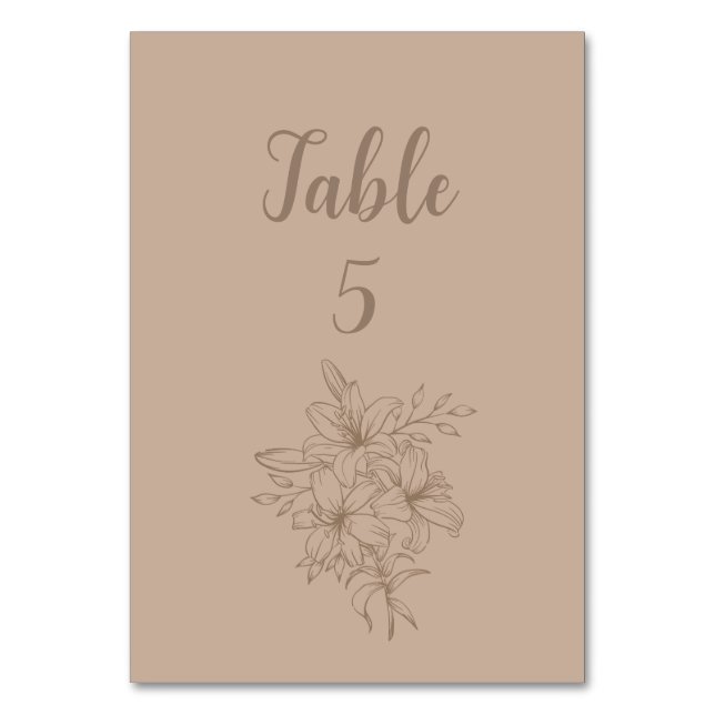 Numeração De Mesa Elegant Beige Floral Wedding (Frente)