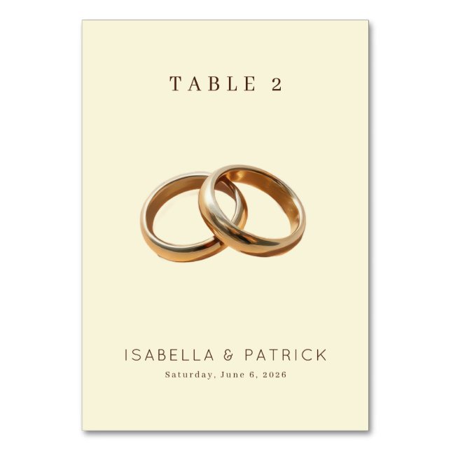 Numeração De Mesa Elegant Beige Gold Rings (Frente)