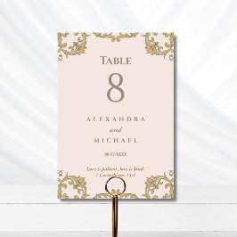 Numeração De Mesa Elegant Beige Ornate Baroque Christian Wedding 