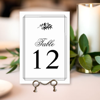 Numeração De Mesa Elegant black, white branch triple border wedding