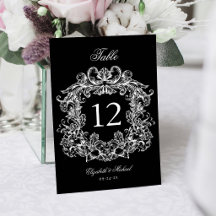 Elegant Black White Vintage Crest Wedding