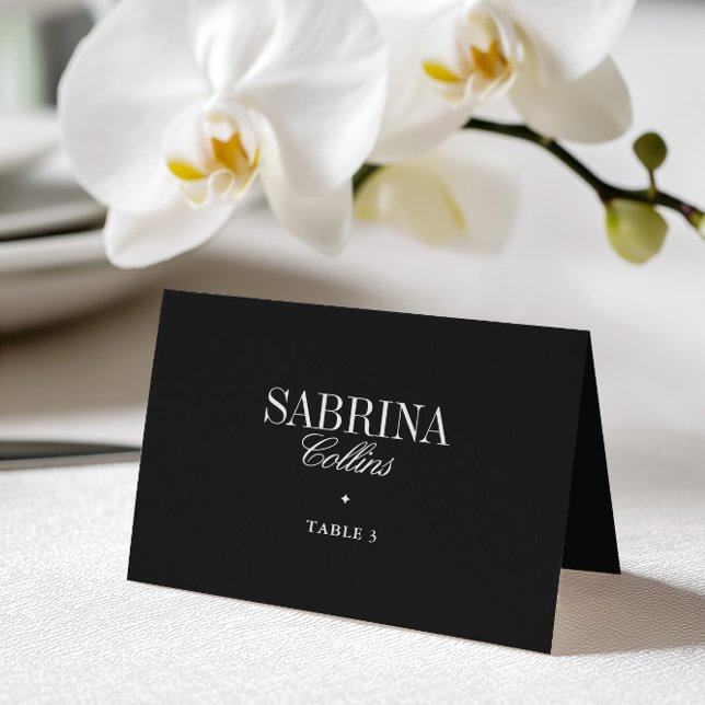 Numeração De Mesa Elegant Black & White Wedding Place Card (Elegant Black & White Wedding Place Card)