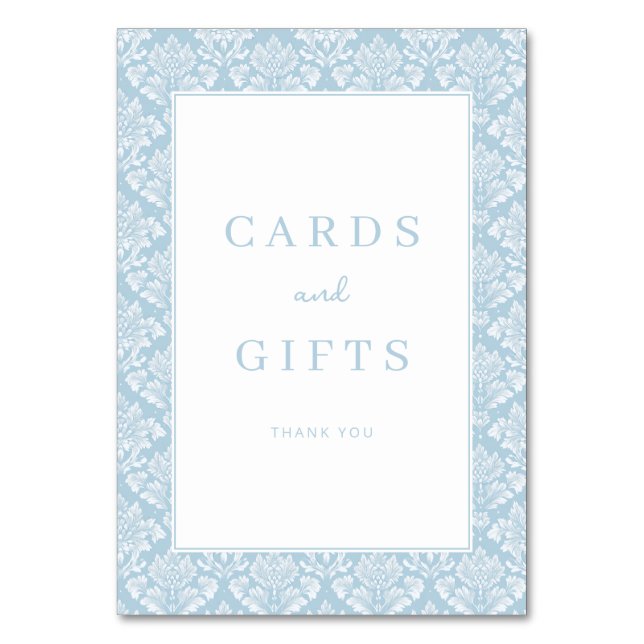 Numeração De Mesa Elegant Blue Damask Gratitude Card (Frente)