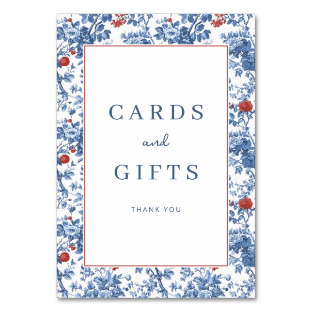 Numeração De Mesa Elegant Blue Floral Gratitude Border (Frente)