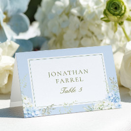 Numeração De Mesa Elegant Blue Floral Wedding Place Cards