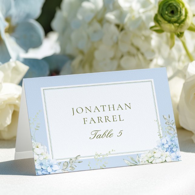 Numeração De Mesa Elegant Blue Floral Wedding Place Cards (Criador carregado)