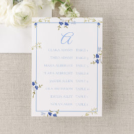 Numeração De Mesa Elegant Blue & Grey Wedding Seating Chart Card