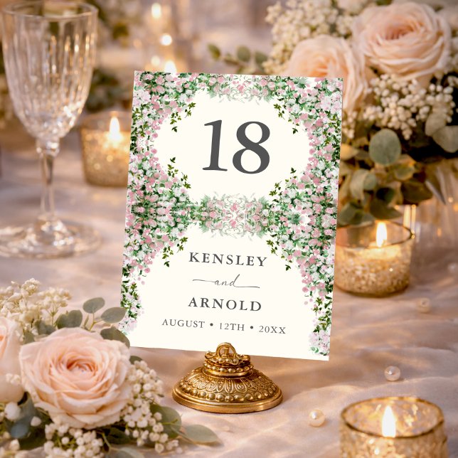 Numeração De Mesa Elegant Blush Garden Wedding Table Number (Criador carregado)