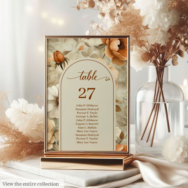 Numeração De Mesa Elegant Boho Terracotta Ivory Sage Floral Wedding  (Elegant Boho Terracotta Ivory Sage Floral Wedding Table Number

)