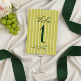 Numeração De Mesa Elegant Chartreuse Simple Stripe Pattern Wedding