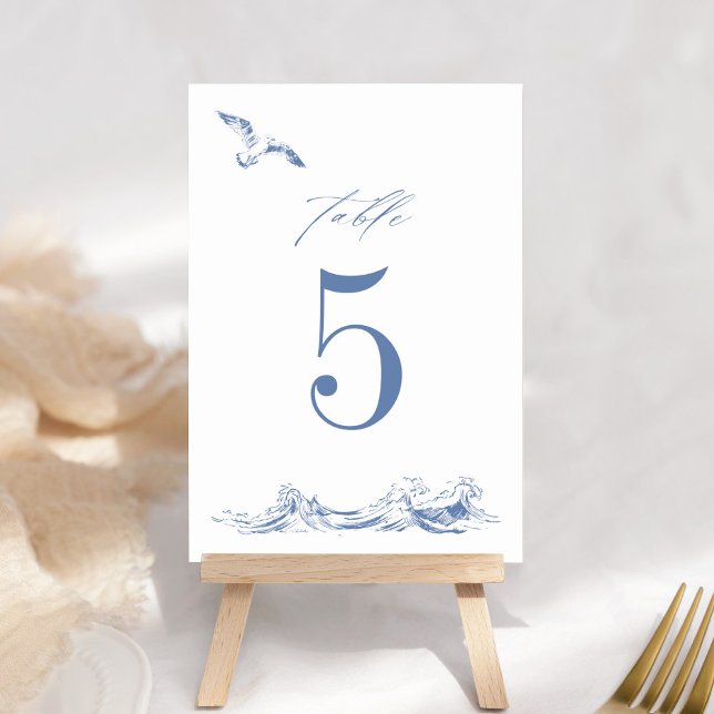 Numeração De Mesa Elegant Coastal Chic Blue Seaside Wedding (Criador carregado)
