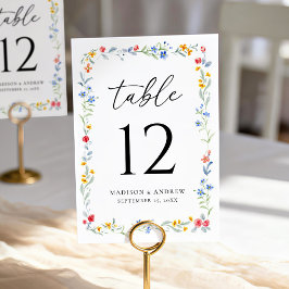 Numeração De Mesa Elegant Colorful Wildflower Meadow Wedding