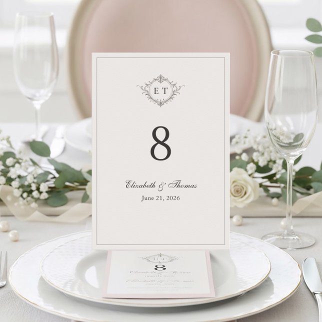 Numeração De Mesa Elegant Country Monogram Wedding Table Number (Criador carregado)