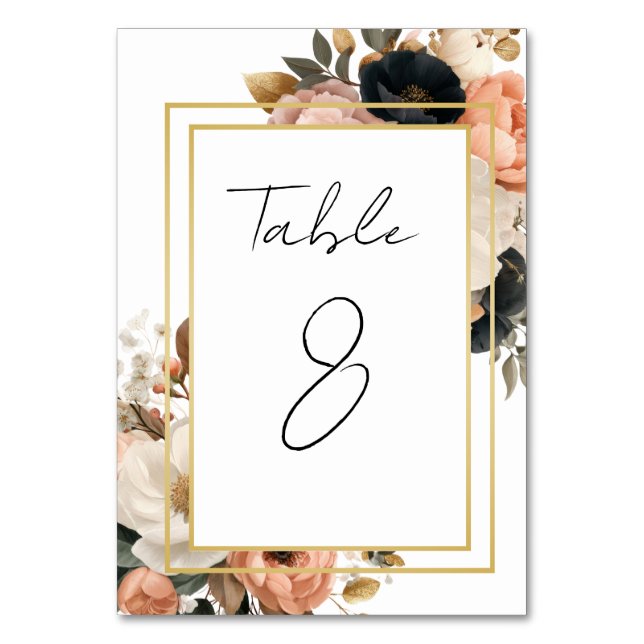 Numeração De Mesa Elegant Customizable Floral Table Number Cards (Frente)