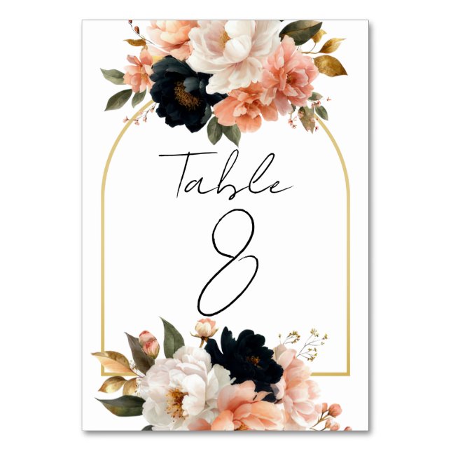 Numeração De Mesa Elegant Customizable Floral Table Number Cards (Frente)