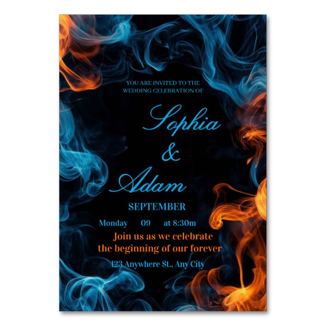 Numeração De Mesa Elegant Dual Flame Wedding Invitation (Frente)