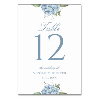 Numeração De Mesa Elegant Dusty Blue Hydrangea Wedding Table Number