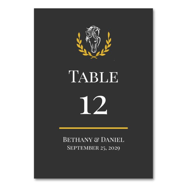 Numeração De Mesa Elegant Equestrian Wedding Table Number Card (Frente)