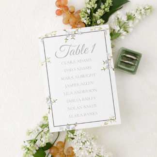 Numeração De Mesa Elegant Floral Grey Wedding Seating Chart Card