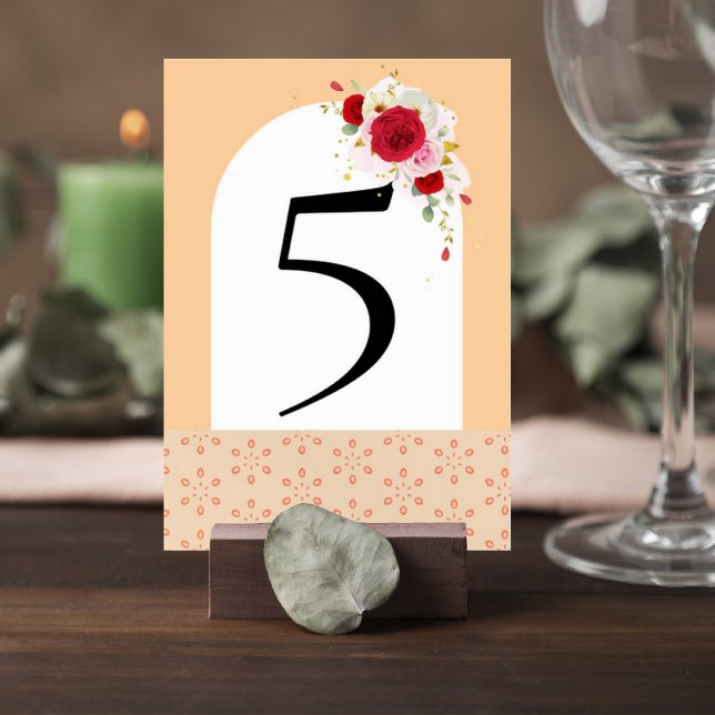 Numeração De Mesa Elegant Floral Wedding Table Number Card (Criador carregado)