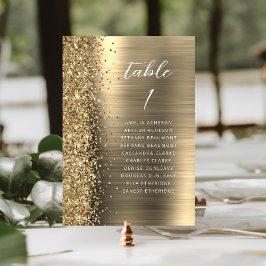 Numeração De Mesa Elegant Gold Glam Glitter Metallic Script Wedding