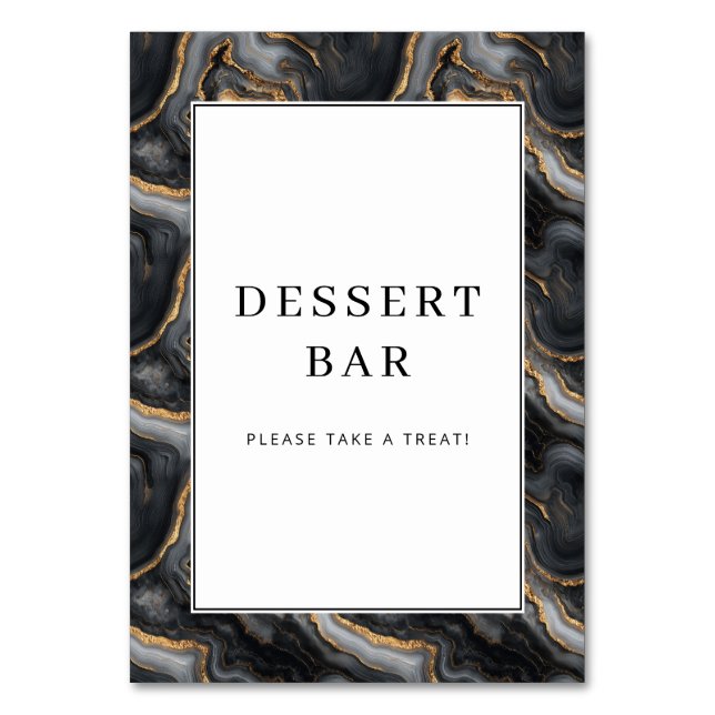 Numeração De Mesa Elegant Gold Marbled Dessert Bar Sign (Frente)