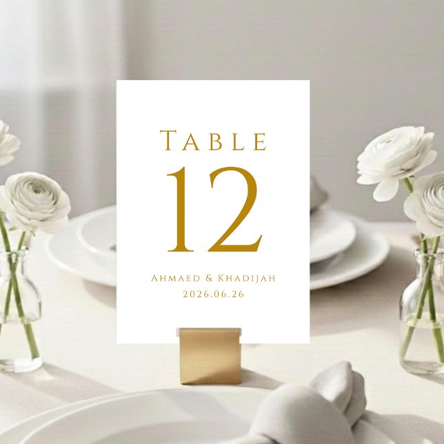 Numeração De Mesa Elegant Gold Table Number Card (Criador carregado)