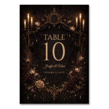 Elegant Gothic Halloween Wedding Table number