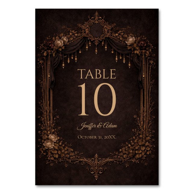 Numeração De Mesa Elegant Gothic Halloween Wedding Table number (Frente)