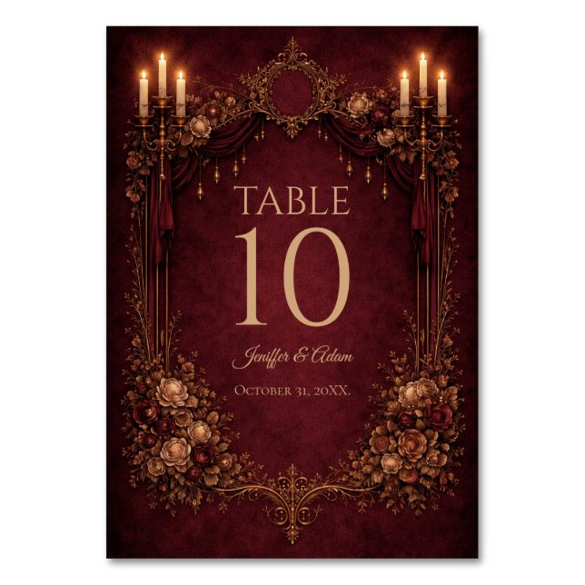 Numeração De Mesa Elegant Gothic Halloween Wedding Table number (Frente)