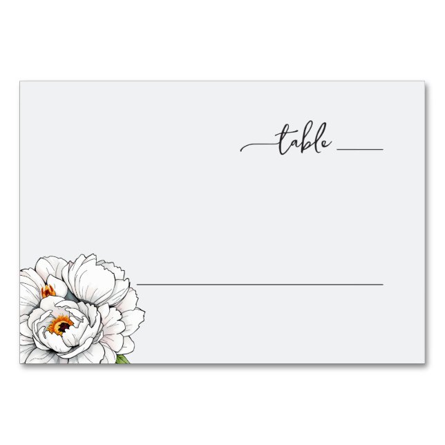 Numeração De Mesa Elegant Gray Peony Illustration (Frente)