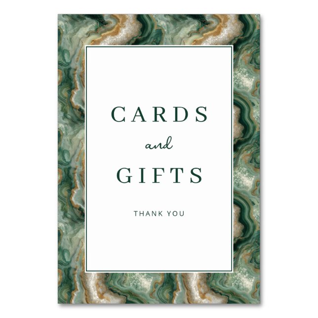 Numeração De Mesa Elegant Green Marbled Gratitude Card (Frente)