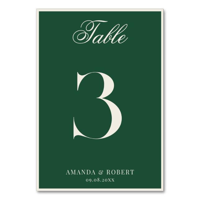 Numeração De Mesa Elegant Green Old Money Wedding (Frente)