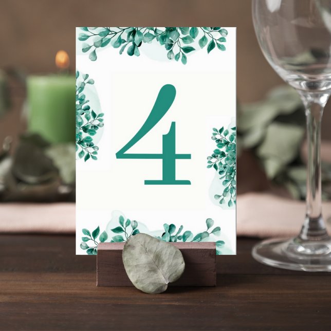 Numeração De Mesa Elegant Greenery Wedding Table Number Card (Criador carregado)