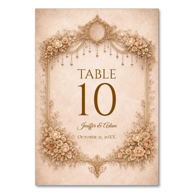 Numeração De Mesa Elegant Ivory Gothic Wedding Table number (Frente)