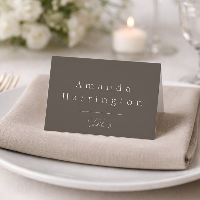 Numeração De Mesa Elegant Minimal Taupe Wedding Place Card  (Criador carregado)