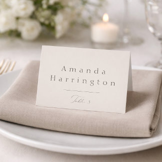 Numeração De Mesa Elegant Minimal Taupe Wedding Place Card 