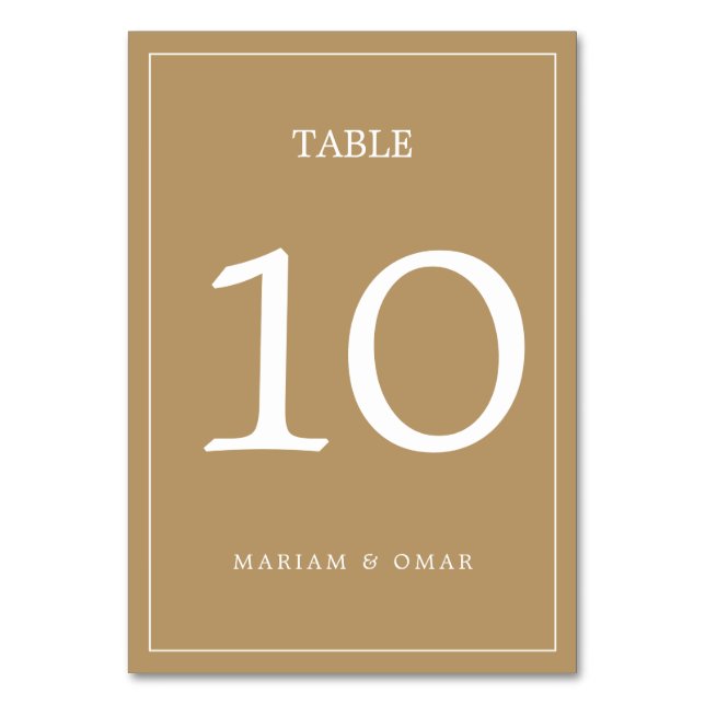 Numeração De Mesa Elegant Minimalist Border Gold Wedding (Frente)
