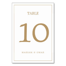 Numeração De Mesa Elegant Minimalist Border Gold Wedding