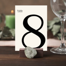 Elegant Minimalist Wedding Table Number Card