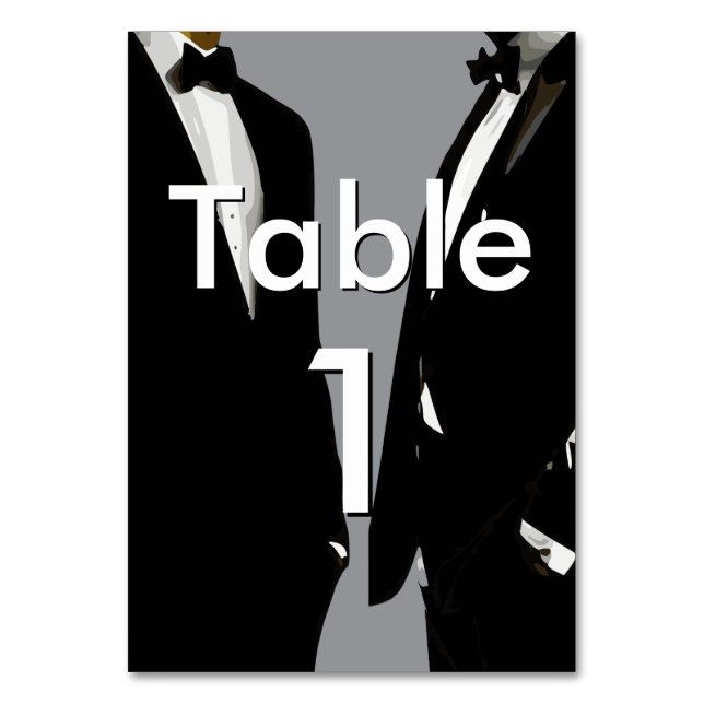 Numeração De Mesa Elegant Modern Gay Men Wedding Rainbow (Frente)