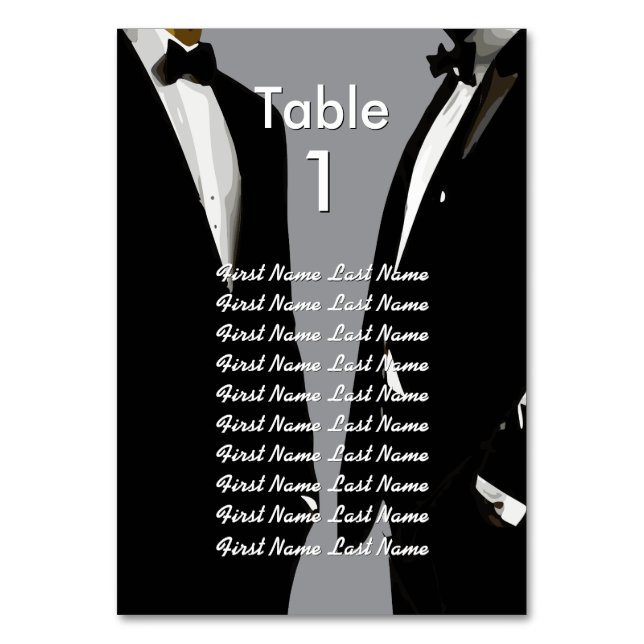 Numeração De Mesa Elegant Modern Gay Men Wedding Rainbow Guest List (Frente)