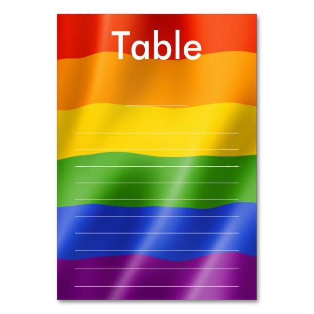 Numeração De Mesa Elegant Modern Gay Men Wedding Rainbow Guest List (Frente)