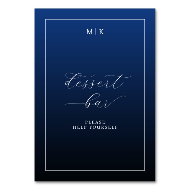 Numeração De Mesa Elegant Navy Dessert Bar Sign (Frente)